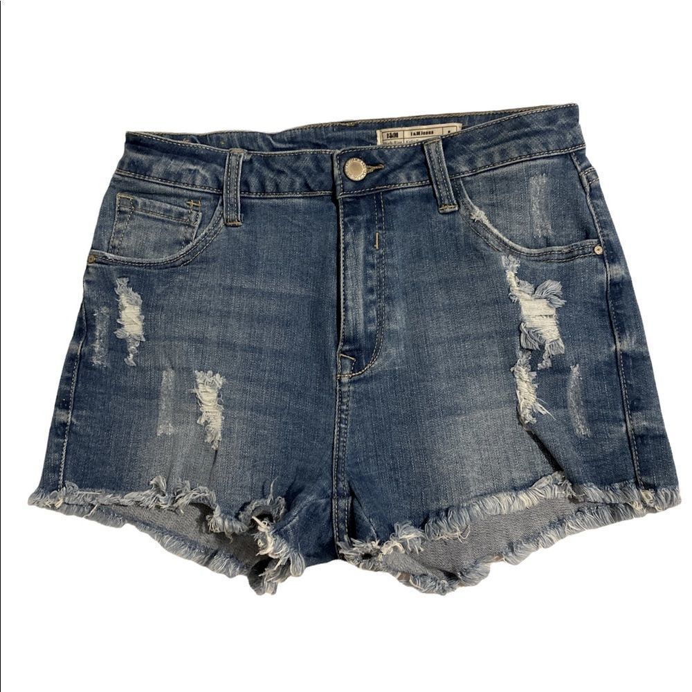 I & M Jeans High-Rise Kylie Frayed Shorts Large Distressed High Waist